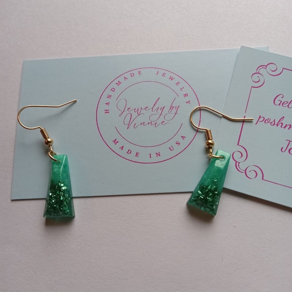 Hand Crafted Green Earrings